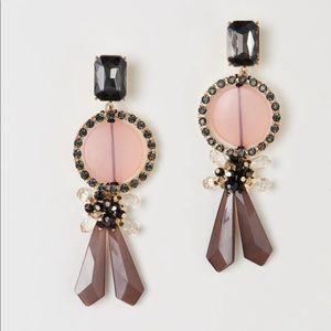 H&M Large metal clip earrings with faceted plastic stones and rhinestones..